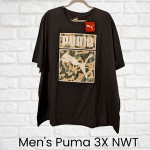 Puma Men's 3X Black With Green Camo Logo T-Shirt NWT